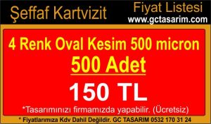 şeffaf kartvizit fiyatları