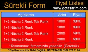 sürekli form fiyatları