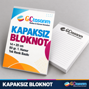 GC Tasarım kapaksız bloknot 14 × 20 cm, 80 gr. 1. Hamur tek renk baskı temsili görseli